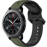 Voor Samsung Gear S3 Frontier 22 mm bolle lus tweekleurige siliconen horlogeband (donkergroen + zwart)