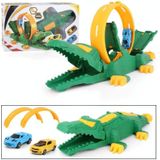 Kinderen DIY Crocodile Katapult Rail Auto Speelgoed met 2 auto's