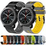 Voor Samsung Gear S3 Frontier 22 mm geperforeerde tweekleurige siliconen horlogeband (zwart + oranje)