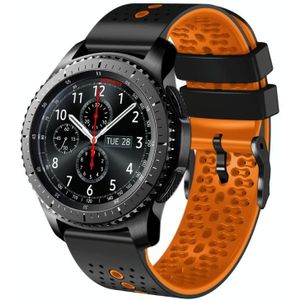 Voor Samsung Gear S3 Frontier 22 mm geperforeerde tweekleurige siliconen horlogeband (zwart + oranje)