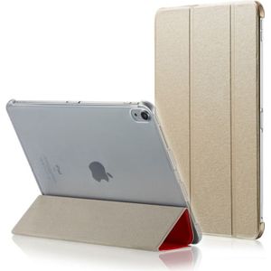Zijde textuur horizontale Flip magnetische PU lederen case voor iPad Pro 12 9 inch (2018)  met drie-opvouwbare houder & slaap/Wake-up functie (goud)