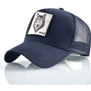 Katoenen geborduurde dierlijke Baseballcap (blauwe Wolf)