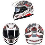 GXT Motorcycle Dinosaur Patroon Witte Full Coverage Beschermende Helm Dubbele lens motorhelm  grootte: M