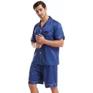 Zomer heren revers effen kleur korte pyjama set  maat: S