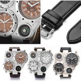 Oulm 9415 dubbele tijdzone mannen riem horloge grote wijzerplaat kompas quartz horloge