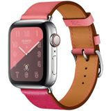 Twee kleuren enkele lus lederen polsband horlogebandje voor Apple horloge serie 3 & 2 & 1 42mm  kleur: Rose rood + roze