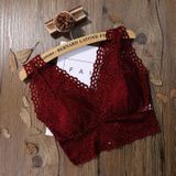 Vrouwen Lace Crop Top Seamless Ladies Sexy V hals Tube Tops  Size:One Size (Wine Red)