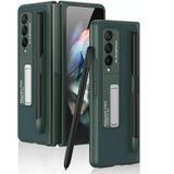 For Samsung Galaxy Z Fold3 5G GKK Ultra-thin PC + PU Phone Flip Case with Holder & Pen Slot(Dark Green)