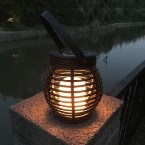 51 LED's hangende kooi tafellamp outdoor geweven rotan mand lamp zonne vlam lamp