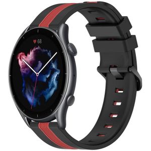 Voor Amazfit GTR 3 Pro 22 mm verticale tweekleurige siliconen horlogeband (zwart + rood)
