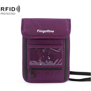 Travel Storage Messenger Passport Bag Multifunctionele RFID Anti-Theft Opknoping Nek Document Bag Bag  Grootte: 21x16cm (Paars)