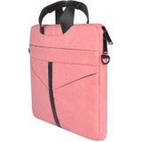 15 6 inch ademende slijtagebestendige Fashion Business schouder handheld rits laptoptas met schouderriem (roze)