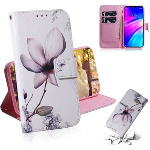 Magnolia bloem patroon gekleurde tekening horizontale Flip lederen case voor Xiaomi Redmi 7  met houder & card slots & portemonnee