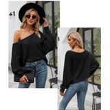 Vrouwelijk sexy strapless gebreid shirt losse vleermuismouw gebreide tops  maat: S