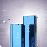 Voor Xiaomi Redmi Note 8 Pro plating spiegel horizontaal Flip leer met beugel holster (blauw)