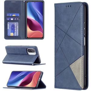 Voor Xiaomi Mi 11i / Poco F3 / Redmi K40 Rhombus Textuur Horizontale Flip Magnetische Lederen Case met Houder & Kaart Slots (Blauw)