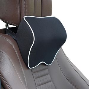 Auto Hoofdsteun Kussen Neck Pillow Car Memory Foam Cervical Pillow Interieur Supplies (Zwart witte randen)