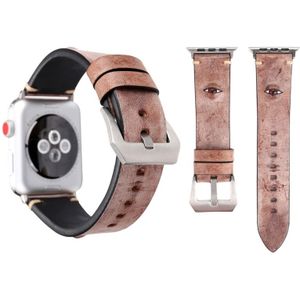 Voor Apple Watch Series 3 & 2 & 1 38mm eenvoudige mode koeienhuid grote ogen patroon horlogebandje (roze)