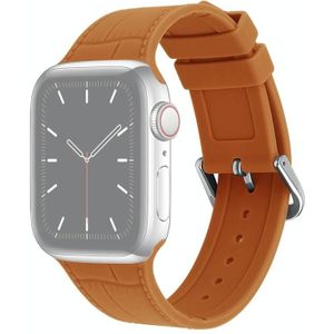 Bamboe Gezamenlijke Siliconen Vervanging Strap Horlogeband voor Apple Watch Series 6 & SE & 5 & 4 44MM / 3 & 2 & 1 42mm (Brown)
