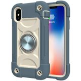 Shockproof Silicone + PC Protective Case with Dual-Ring Holder For iPhone XS Max(Daisy Blue)