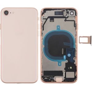 Batterij achtercover montage met Zijknop & vibrator & luidspreker & aan/uit-knop + volume knop Flex kabel & kaart lade voor iPhone 8 (Rose Gold)