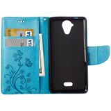 Wiko U voelt Lite ingedrukt bloemen horizontaal flip lederen draagtas met magnetische sluiting & houder & kaartsleuven & Wallet(Blue)