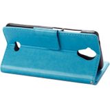 Wiko U voelt Lite ingedrukt bloemen horizontaal flip lederen draagtas met magnetische sluiting & houder & kaartsleuven & Wallet(Blue)