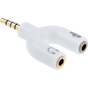 3.5mm Stereo mannetje naar 3.5mm vrouwtje hoofdtelefoon & microfoon Splitter Adapter wit