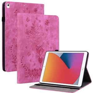 Voor iPad 9.7 2018 / 2017 / Air / Air 2 Butterfly Rose relif lederen Smart Tablet Case (roze rood)
