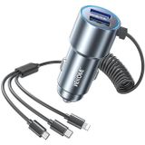 WK WP-C44 Pop digitale serie Ciahung 3-in-1 bekabelde 33W dual-USB snelle autolader