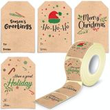 300 STKS/Roll Rechthoekig Kerst Decoratie Stickers Holiday Gift Tag Tape (Koeienhuid)