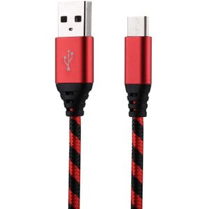 1m USB naar USB-C / Type-C Nylon weven stijl Data Sync opladen kabel voor Galaxy S8 & S8 PLUS / LG G6 / Huawei P10 & P10 Plus / Oneplus 5 en andere Smartphones (rood)