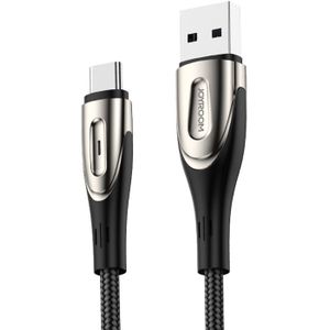 JOYROOM S-M411 Sharp Series 3A USB-C/type-C interface opladen + transmissie nylon gevlochten data kabel met druppelvormig indicatielampje  kabel lengte: 1 2 m (zwart)