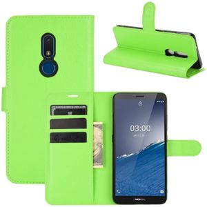 Voor Nokia C3 Litchi Texture Horizontale Flip Lederen case met Holder & Card Slots & Wallet(Groen)
