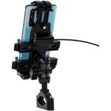 WUPP CS-1098A1 Motorcycle Aluminium Alloy Eight-jaw Mobile Phone Charging Holder met Switch(Zwart)