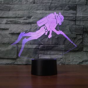 Duiken zwarte basis creatieve 3D LED decoratieve nachtlampje  aangedreven door USB en batterij