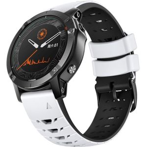 Voor Garmin Fenix 7 22 mm trapeziumvormige siliconen horlogeband met snelsluiting (wit zwart)