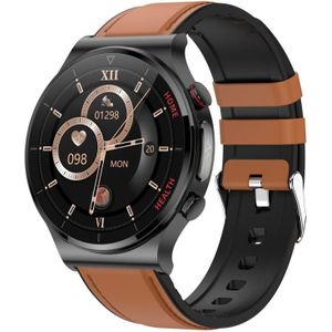 E300 1.32 inch scherm lederen horlogebandje Smart Health Watch Ondersteunt lichaamstemperatuurbewaking  ECG-bewaking bloeddruk