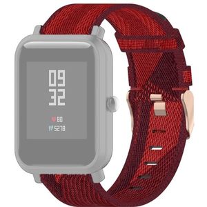 Voor Amazfit Bip Lite Versie 1S / Bip S 20mm nylon denim canvas vervangende band horlogeband (Red Stripe)