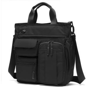 Lichtgewicht Casual Multi-Compartiment Laptop Handtas Grote Capaciteit Messenger Bag(Zwart)