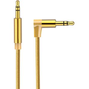 AV01 3.5 mm male naar Male elleboog audio kabel  lengte: 1M (goud)