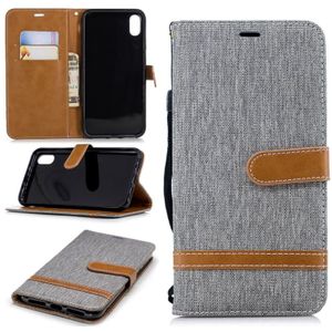 Kleur bijpassende denim textuur lederen draagtas voor Huawei Honor 6X  met houder & kaartsleuven & portemonnee & Lanyard (grijs)