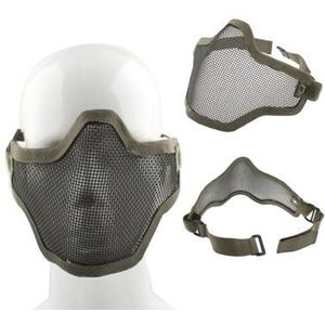 Halve netto Mesh stijl bescherming gezichtsmasker met elastische riem & Velcro (leger-groen)