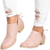 Herfst en winter puntige lage hakken laarzen vrouwen lage buis laarzen  schoenmaat: 40 (roze)
