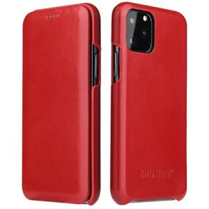 Fierre Shann Business Magnetic Horizontal Flip Genuine Leather Case Voor iPhone 11 Pro Max(Rood)