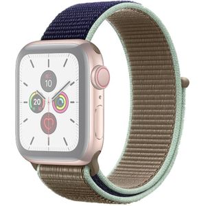 Voor Apple Watch Series 5 & 4 40mm/3 & 2 & 1 38mm kleur bijpassende nylon horlogeband (blauw + groen)