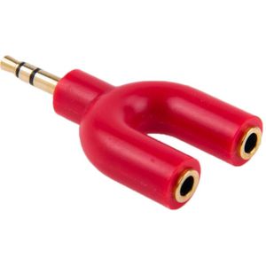 3.5mm Stereo mannetje naar twee 3.5mm Stereo vrouwtje Splitter Adapter (rood)