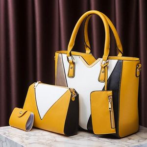4 in 1 Fashion All-Match Diagonal Ladies Handbags Large Capacity Bag (Geel)