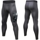 Camouflage Pocket Training Running Fast Dry High Elastic Sports Casual Tights (Kleur: Pure Grey Camouflage Grey Size:M)
