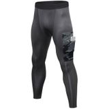 Camouflage Pocket Training Running Fast Dry High Elastic Sports Casual Tights (Kleur: Pure Grey Camouflage Grey Size:M)